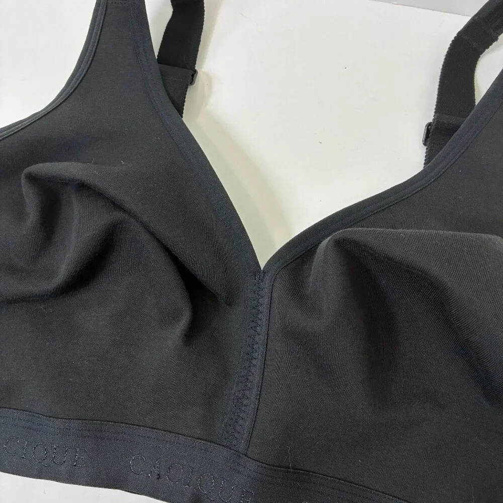 Cacique Black Full Coverage Unlined No-Wire Bra 44DD Logo Band Comfort Fit - Picture 3 of 8